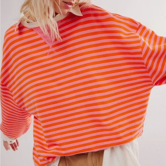 Free People We The Free | Classic Striped Oversized Crewneck | Small - Picture 2 of 16